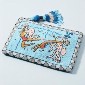 Anthropologie NWOT blue beaded clutch